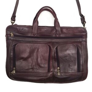 Vintage Burgundy Leather Handmade Laptop Carry Style Messenger‎ Satchel Bag